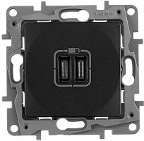 Розетка USB тип С+С без рамки Legrand Etika 2-м. 3000мА антрацит картинка